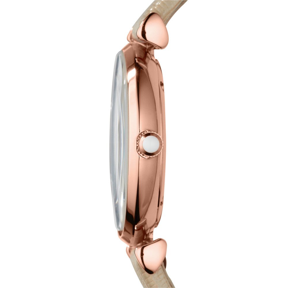 Emporio Armani Gianni T Bar Gunmetal Dial Beige Leather Strap Watch For Women - AR1681 Buy Now By Emporio Armani