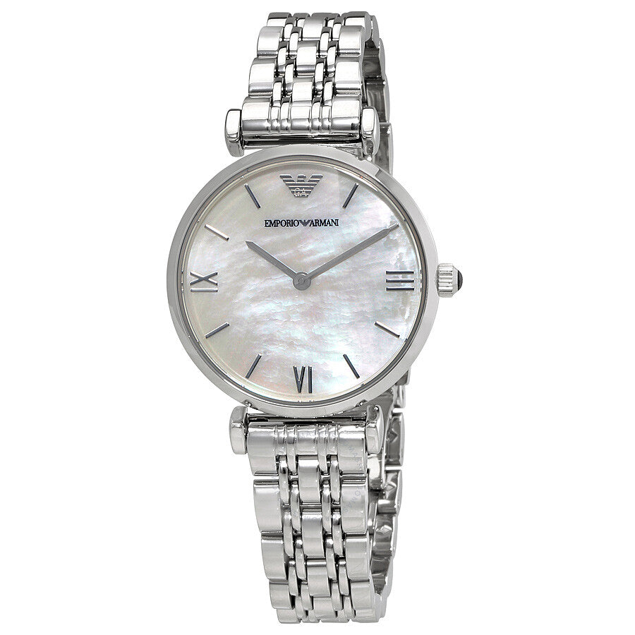 Emporio Armani Gianni T Bar Mother of Pearl Dial Silver Steel Strap Watch For Women - AR1688 Buy Now By Emporio Armani