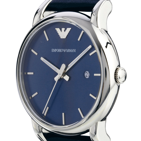 Emporio Armani Classic Quartz Blue Dial Black Leather Strap Watch For Men - AR1731 Buy Now By Emporio Armani
