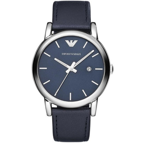 Emporio Armani Classic Quartz Blue Dial Black Leather Strap Watch For Men - AR1731 Buy Now By Emporio Armani
