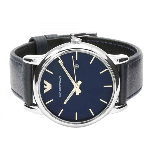 Emporio Armani Classic Quartz Blue Dial Black Leather Strap Watch For Men - AR1731 Buy Now By Emporio Armani