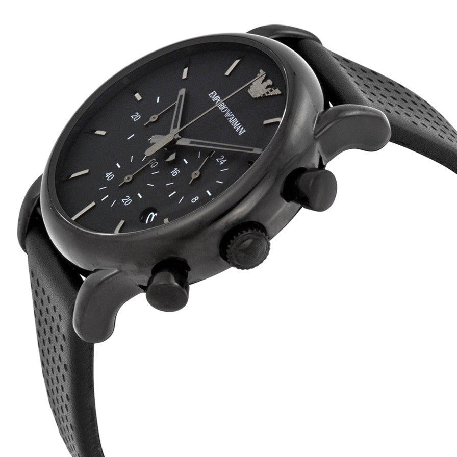 Emporio Armani Luigi Chronograph Black Dial Black Leather Strap Watch For Men - AR1737 Buy Now By Emporio Armani
