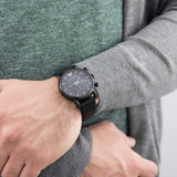 Emporio Armani Luigi Chronograph Black Dial Black Leather Strap Watch For Men - AR1737 Buy Now By Emporio Armani