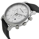 Emporio Armani Classic Quartz Chronograph White Dial Black Leather Strap Watch For Men - AR1807 Buy Now By Emporio Armani