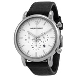 Emporio Armani Classic Quartz Chronograph White Dial Black Leather Strap Watch For Men - AR1807 Buy Now By Emporio Armani