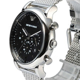 Emporio Armani Classic Chronograph Black Dial Silver Mesh Bracelet Watch For Men - AR1808 Buy Now By Emporio Armani