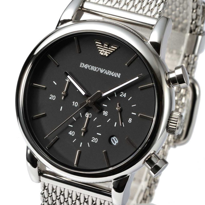 Emporio Armani Luigi Chronograph Black Dial Silver Mesh Bracelet Watch For Men - AR1811 Buy Now By Emporio Armani