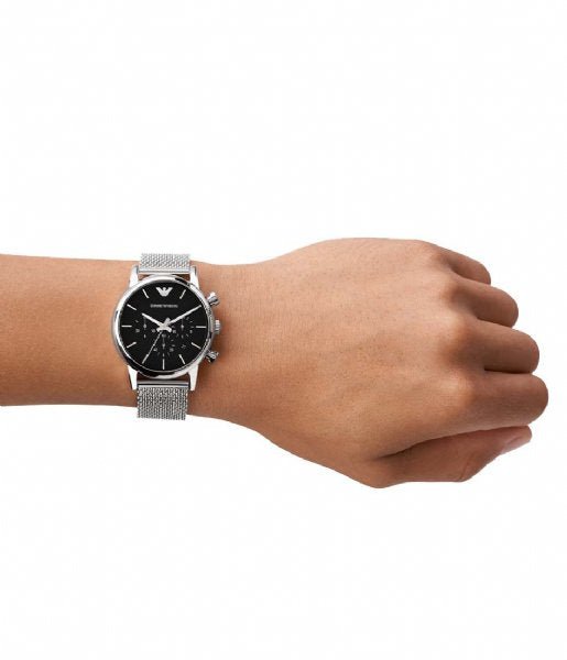 Emporio Armani Luigi Chronograph Black Dial Silver Mesh Bracelet Watch For Men - AR1811 Buy Now By Emporio Armani
