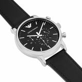 Emporio Armani Luigi Chronograph Black Dial Black Leather Watch For Men - AR1828 Buy Now By Emporio Armani