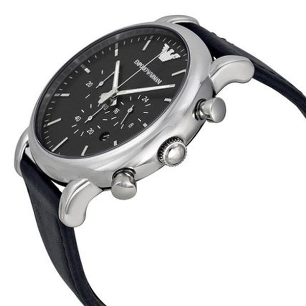Emporio Armani Luigi Chronograph Black Dial Black Leather Watch For Men - AR1828 Buy Now By Emporio Armani