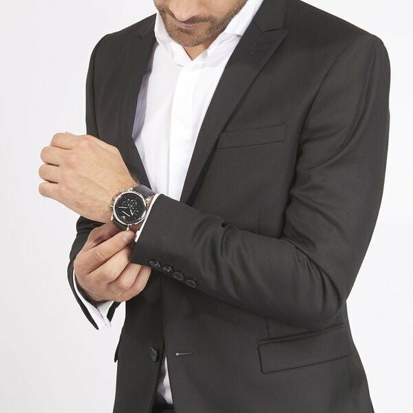 Emporio Armani Luigi Chronograph Black Dial Black Leather Watch For Men - AR1828 Buy Now By Emporio Armani