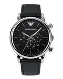 Emporio Armani Luigi Chronograph Black Dial Black Leather Watch For Men - AR1828 Buy Now By Emporio Armani