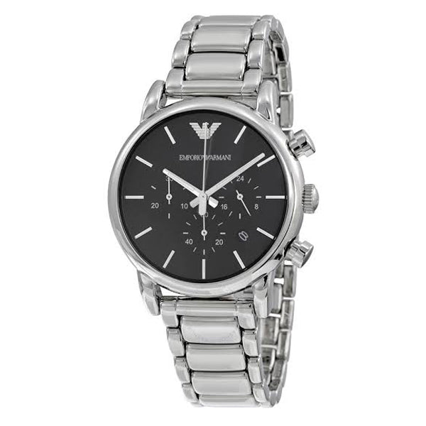 Emporio Armani Chronograph Black Dial Silver Steel Strap Watch For Men - AR1853 Buy Now By Emporio Armani