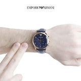 Emporio Armani Chronograph Midnight Blue Dial Blue Leather Strap Watch For Men - AR1862 Buy Now By Emporio Armani