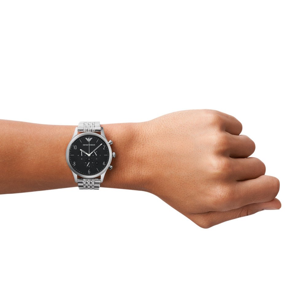 Emporio Armani Beta Chronograph Black Dial Steel Strap Watch For Men - AR1863 Buy Now By Emporio Armani