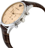 Emporio Armani Classic Chronograph Cream Dial Brown Leather Strap Watch For Men - AR1878 Buy Now By Emporio Armani