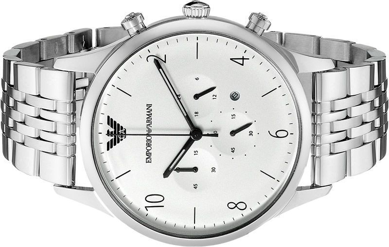 Emporio Armani Classic Chronograph Silver Dial Silver Steel Strap Watch For Men - AR1879 Buy Now By Emporio Armani