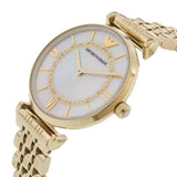Emporio Armani Gianni T Bar White Mother of Pearl Dial Gold Steel Strap Watch For Women - AR1907 Buy Now By Emporio Armani