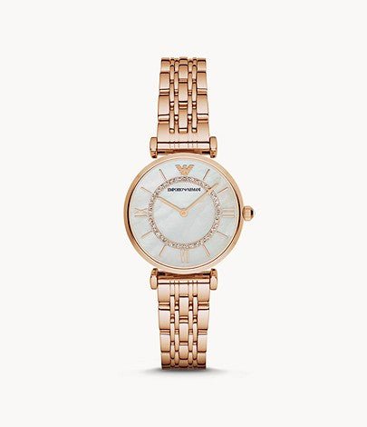 Emporio Armani Gianni T Bar Mother of Pearl Rose Gold Stainless Steel Strap Watch For Women - AR1909 Buy Now By Emporio Armani