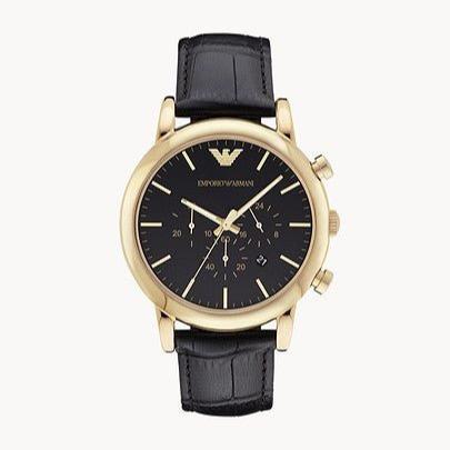 Emporio Armani Luigi Chronograph Black Dial Black Leather Watch For Men - AR1917 Buy Now By Emporio Armani