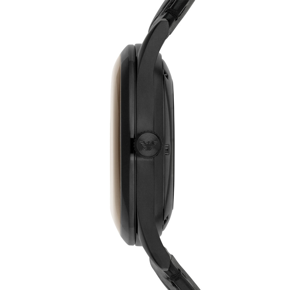 Emporio Armani Meccanico White Dial Black Leather Strap Watch For Men - AR1923 Buy Now By Emporio Armani