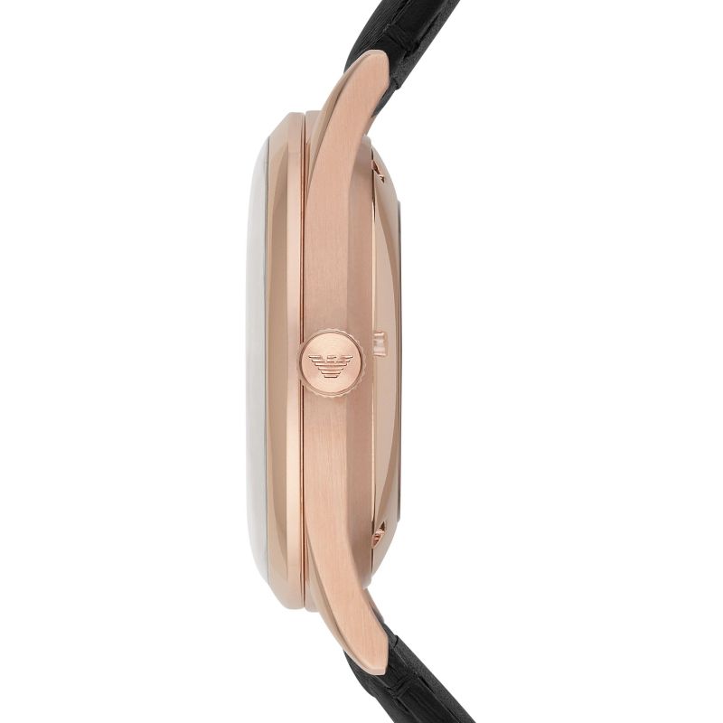 Emporio Armani Meccanico White Skeleton Dial Black Leather Strap Watch For Men - AR1924 Buy Now By Emporio Armani