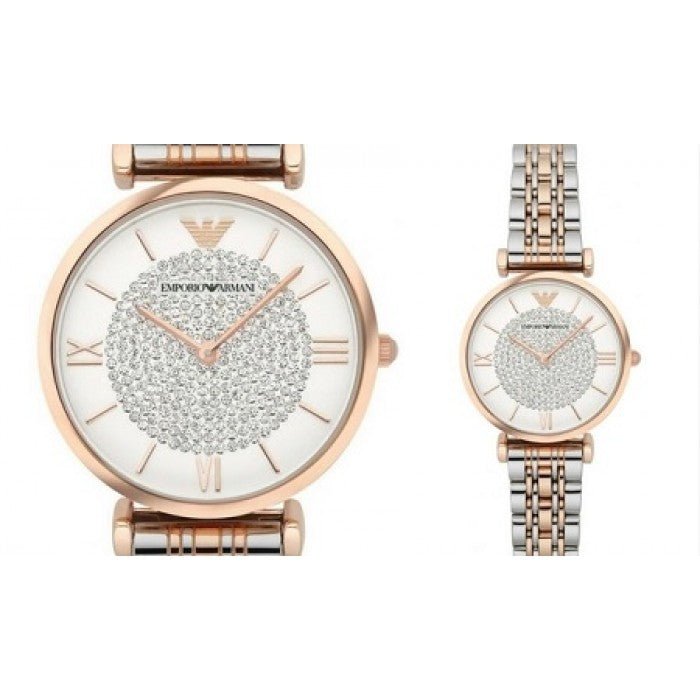 Emporio Armani Gianni T Bar White Dial Two Tone Steel Strap Watch For Women - AR1926 Buy Now By Emporio Armani