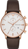 Emporio Armani Retro Quartz White Dial Brown Leather Strap Watch For Men - AR1936 Buy Now By Emporio Armani
