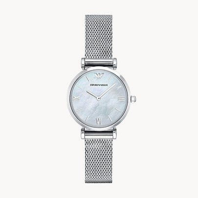 Emporio Armani Gianni T Bar Mother of Pearl Dial Silver Steel Strap Watch For Women - AR1955 Buy Now By Emporio Armani
