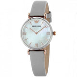 Emporio Armani Gianni T Bar Quartz Mother of Pearl Dial White Leather Strap Watch For Women - AR1965 Buy Now By Emporio Armani