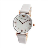 Emporio Armani Gianni T Bar Quartz Mother of Pearl Dial White Leather Strap Watch For Women - AR1965 Buy Now By Emporio Armani