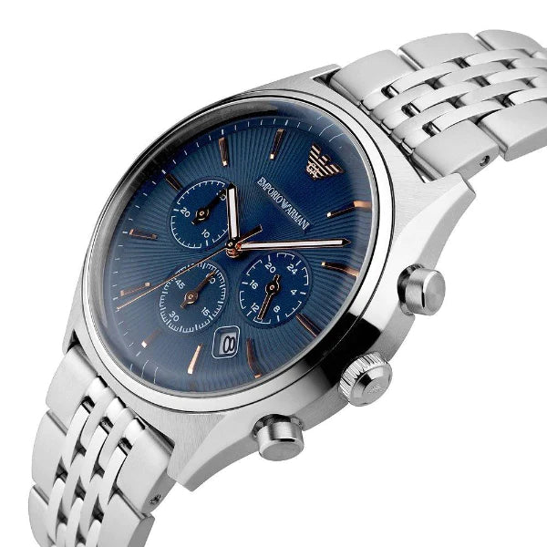 Emporio Armani Luigi Chronograph Quartz Blue Dial Silver Steel Strap Watch For Men - AR1974 Buy Now By Emporio Armani
