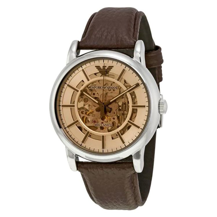 Emporio Armani Luigi Meccanico Brown Dial Brown Leather Strap Watch For Men - AR1982 Buy Now By Emporio Armani