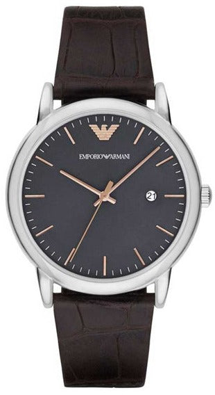 Emporio Armani Luigi Quartz Gray Dial Brown Leather Strap Watch For Men - AR1996 Buy Now By Emporio Armani
