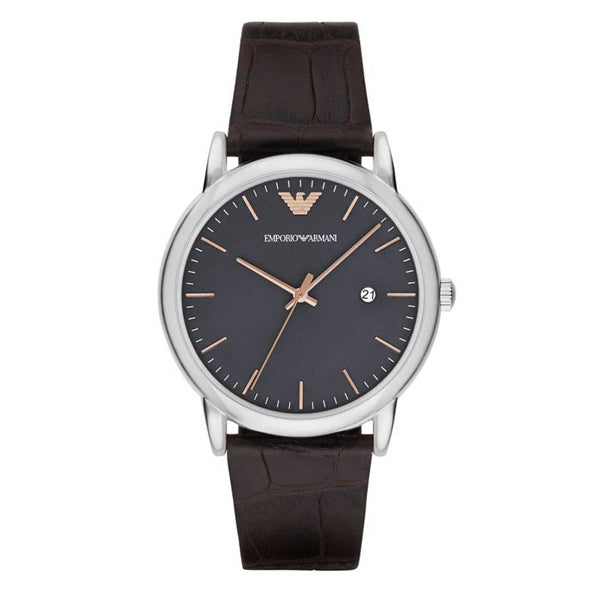 Emporio Armani Luigi Quartz Gray Dial Brown Leather Strap Watch For Men - AR1996 Buy Now By Emporio Armani
