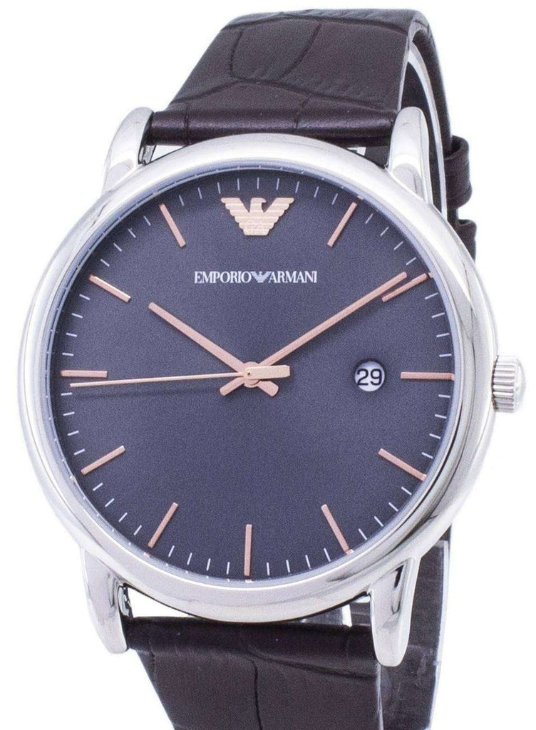 Emporio Armani Luigi Quartz Gray Dial Brown Leather Strap Watch For Men - AR1996 Buy Now By Emporio Armani