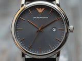 Emporio Armani Luigi Quartz Gray Dial Brown Leather Strap Watch For Men - AR1996 Buy Now By Emporio Armani
