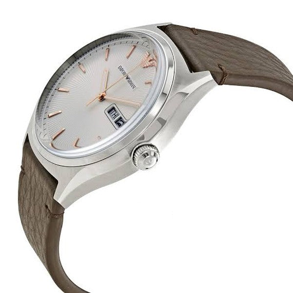 Emporio Armani Dress Quartz White Dial Brown Leather Strap Watch For Men - AR1999 Buy Now By Emporio Armani