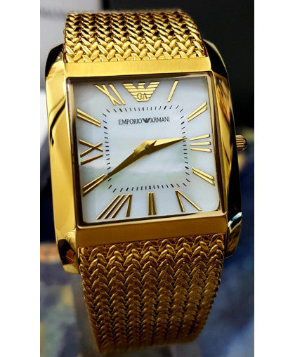 Emporio Armani Super Slim Quartz White DIal Gold Mesh Bracelet Watch For Women - AR2017 Buy Now By Emporio Armani