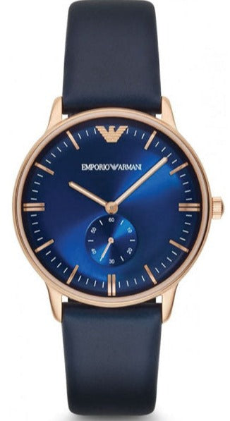Emporio Armani Classic Quartz Blue Dial Blue Leather Strap Watch For Men - AR2071 Buy Now By Emporio Armani