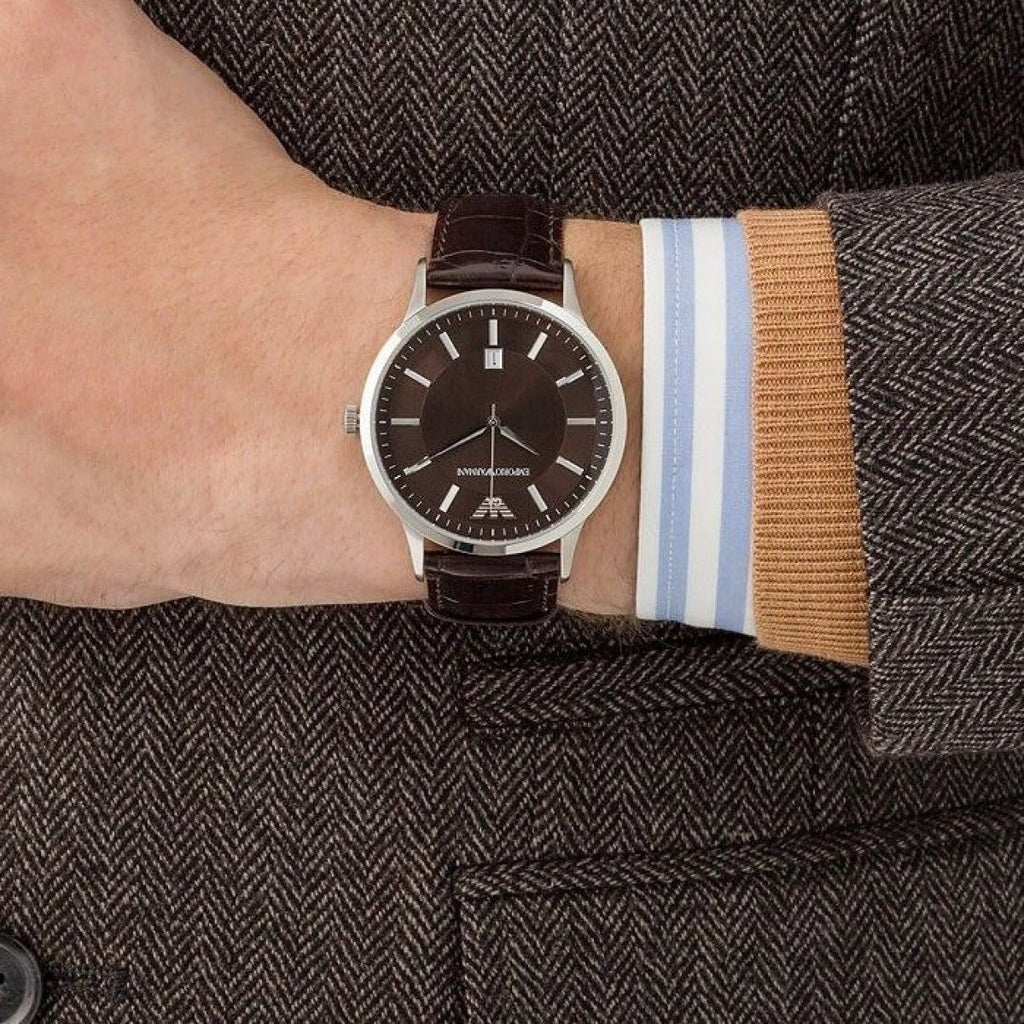 Emporio Armani Renato Classic Brown Dial Brown Leather Strap Watch For Men - AR2413 Buy Now By Emporio Armani