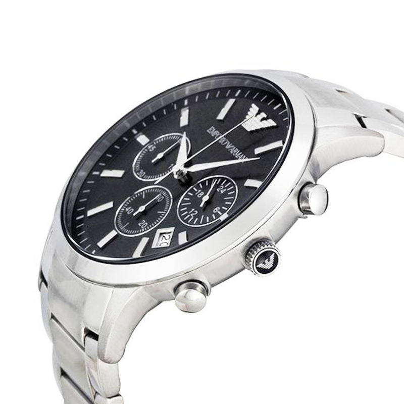 Emporio Armani Classic Chronograph Black Dial Silver Steel Strap Watch For Men - AR2434 Buy Now By Emporio Armani