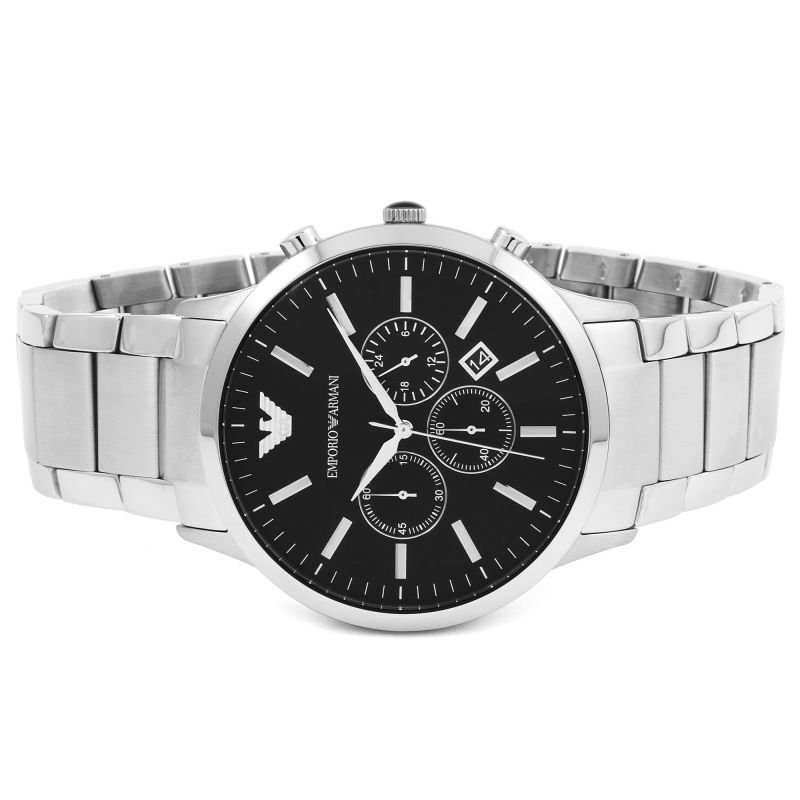 Emporio Armani Sportivo Chronograph Black Dial Silver Steel Strap Watch For Men - AR2460 Buy Now By Emporio Armani