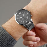 Emporio Armani Sportivo Chronograph Black Dial Silver Steel Strap Watch For Men - AR2460 Buy Now By Emporio Armani