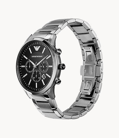 Emporio Armani Sportivo Chronograph Black Dial Silver Steel Strap Watch For Men - AR2460 Buy Now By Emporio Armani