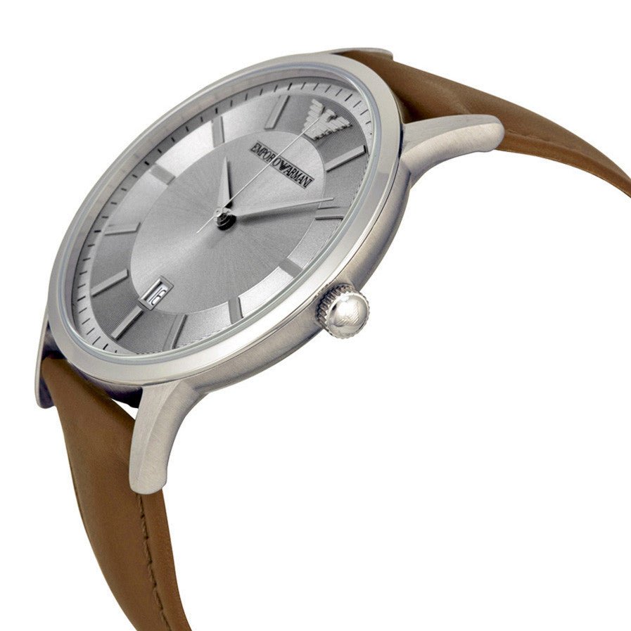 Emporio Armani Renato Silver Dial Brown Leather Strap Watch For Men - AR2463 Buy Now By Emporio Armani