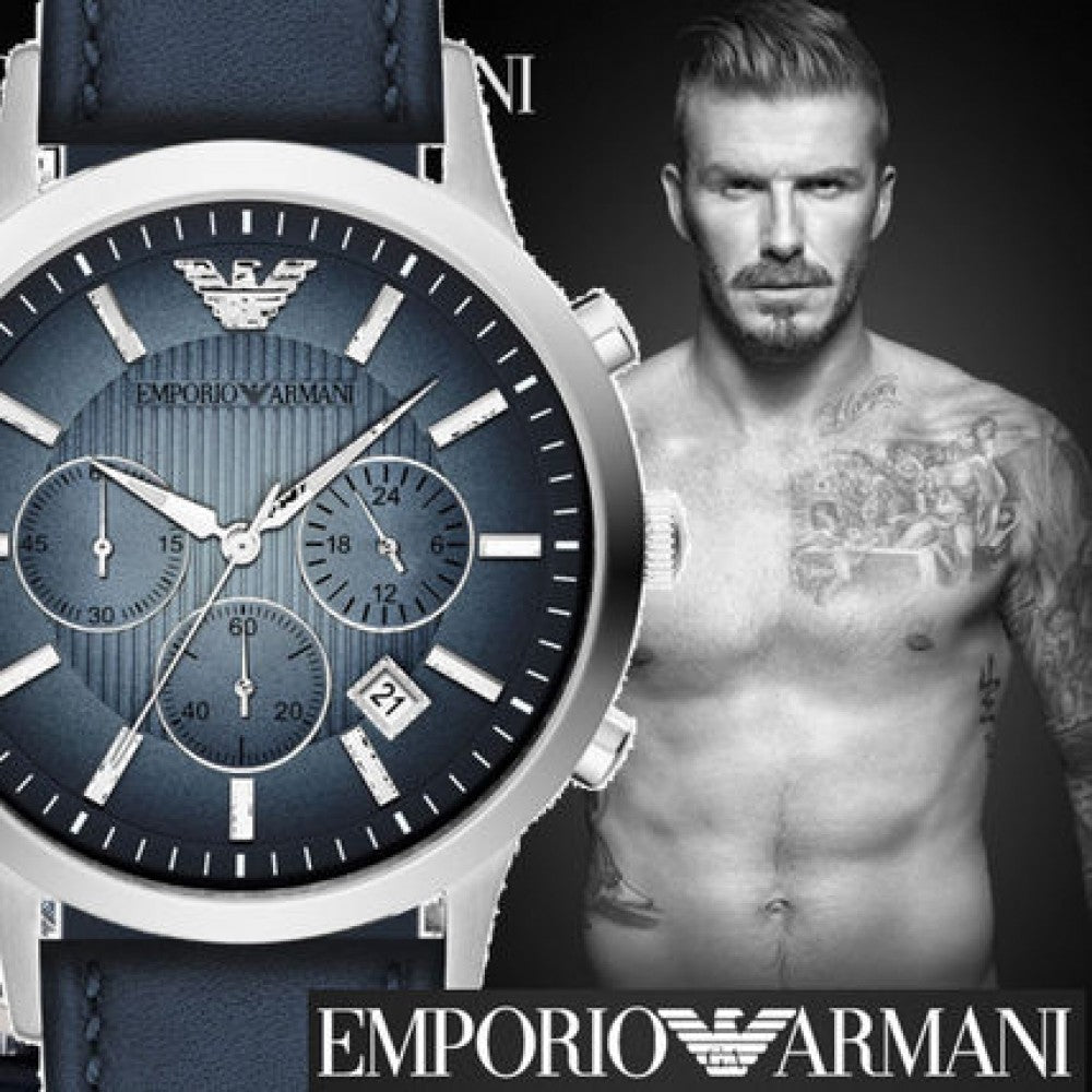 Emporio Armani Classic Chronograph Blue Dial Blue Leather Strap Watch For Men - AR2473 Buy Now By Emporio Armani