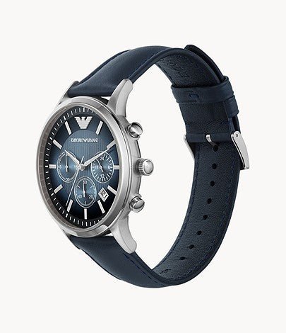 Emporio Armani Classic Chronograph Blue Dial Blue Leather Strap Watch For Men - AR2473 Buy Now By Emporio Armani