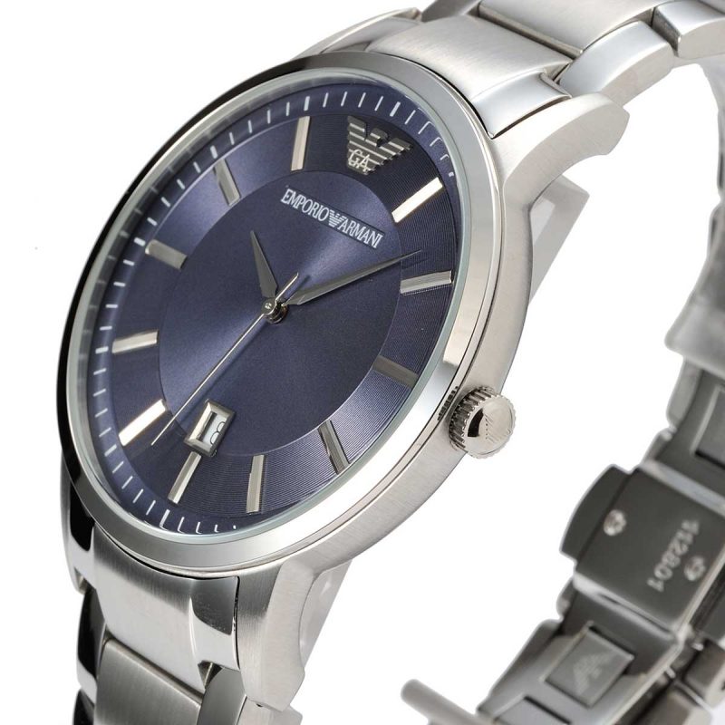Emporio Armani Renato Blue Dial Silver Steel Strap Watch For Men - AR2477 Buy Now By Emporio Armani