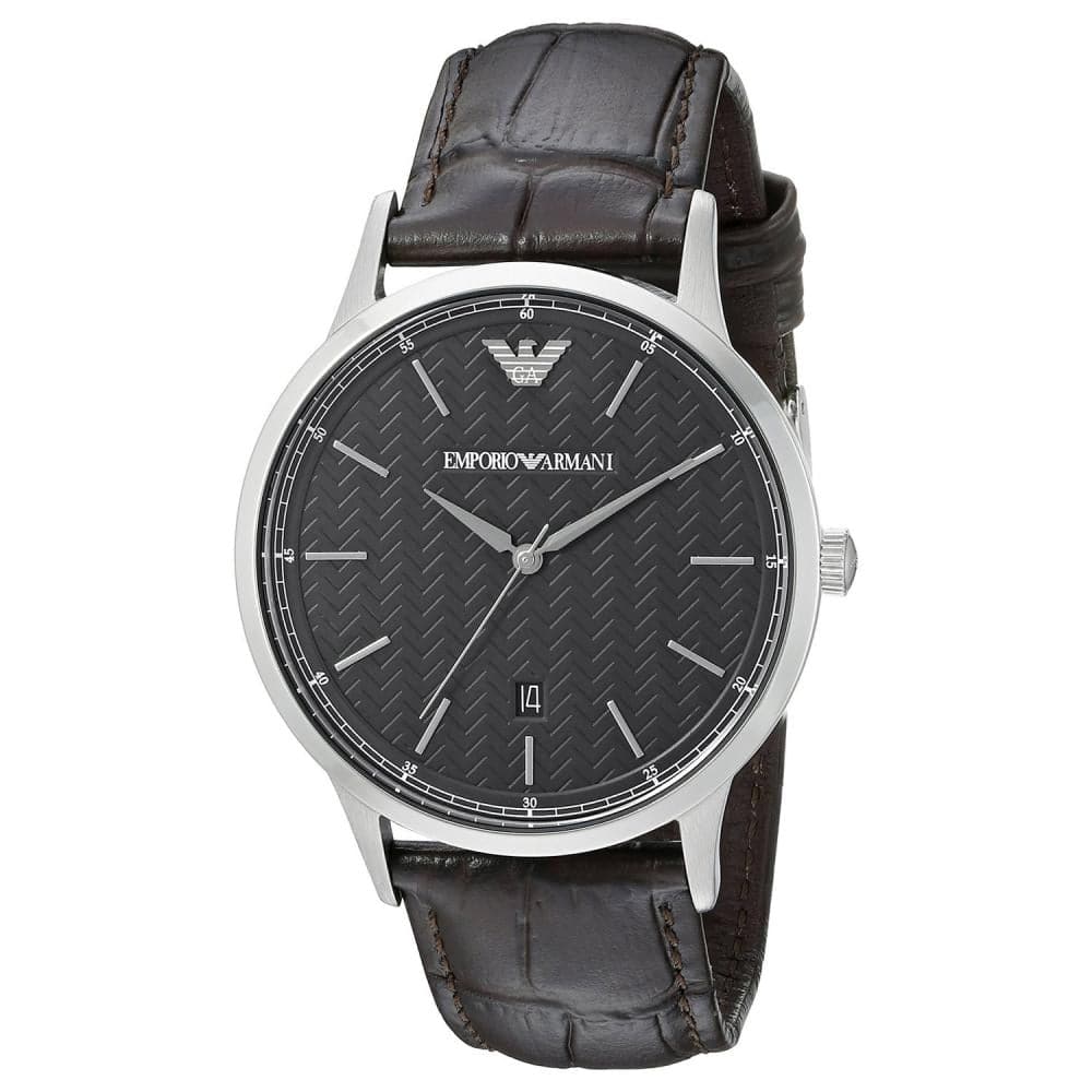 Emporio Armani Renato Analog Black Dial Black Leather Strap Watch For Men - AR8035 Buy Now By Emporio Armani
